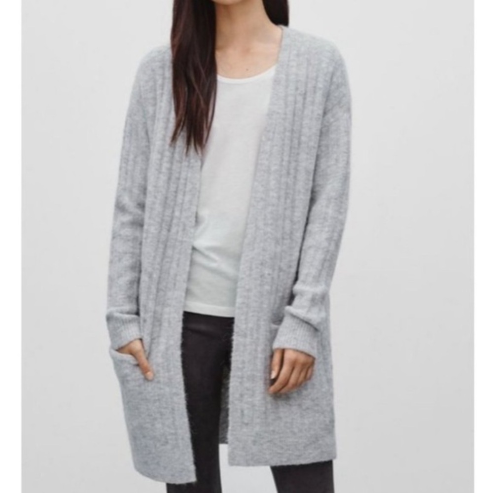 Aritzia Wilfred Alpaca / wool blend Front Cardigan duster Sm charcoal grey sz S